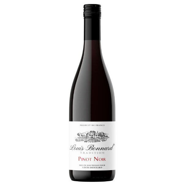 Deze Louis Bonnard Pinot Noir Tradition heeft een kersenrode kleur, In neus ruiken we kersen en zoete specerijen.  In de mond komen aroma's van aardbeien, kersen, frambozen en  wat karamel terug.  De afdronk is elegant en fijn door de lichte aanwezige tannines. 